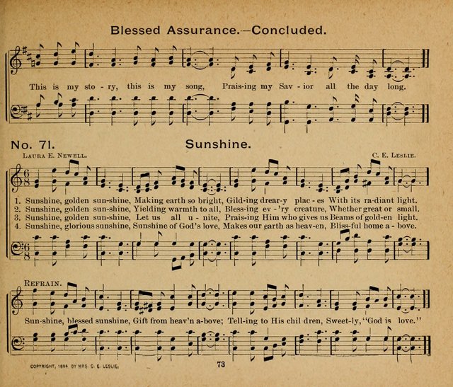 Sun-Shine Songs: for the Sunday School page 73