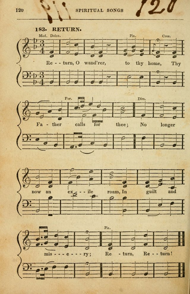 Spiritual Songs for Social Worship: adapted to the use of families and private circles in seasons of rivival, to missionary meetings, to the monthly concert, and to other occasions of special interest page 120