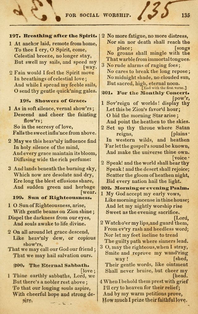 Spiritual Songs for Social Worship: adapted to the use of families and private circles in seasons of rivival, to missionary meetings, to the monthly concert, and to other occasions of special interest page 135