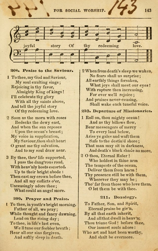 Spiritual Songs for Social Worship: adapted to the use of families and private circles in seasons of rivival, to missionary meetings, to the monthly concert, and to other occasions of special interest page 143