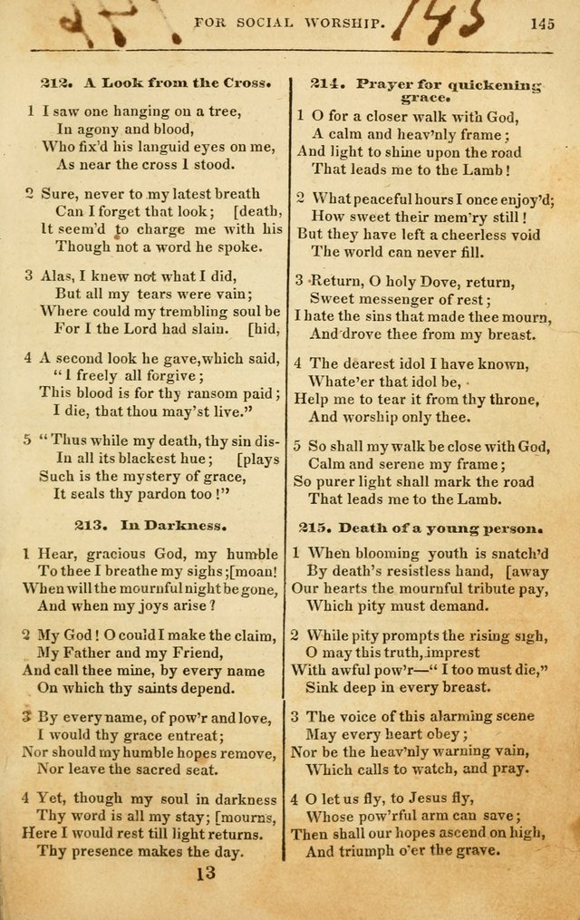 Spiritual Songs for Social Worship: adapted to the use of families and private circles in seasons of rivival, to missionary meetings, to the monthly concert, and to other occasions of special interest page 145