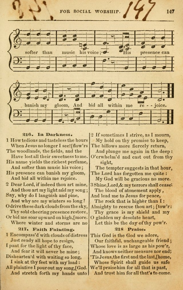 Spiritual Songs for Social Worship: adapted to the use of families and private circles in seasons of rivival, to missionary meetings, to the monthly concert, and to other occasions of special interest page 147