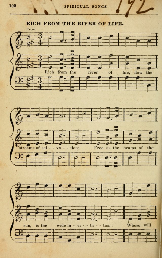 Spiritual Songs for Social Worship: adapted to the use of families and private circles in seasons of rivival, to missionary meetings, to the monthly concert, and to other occasions of special interest page 192