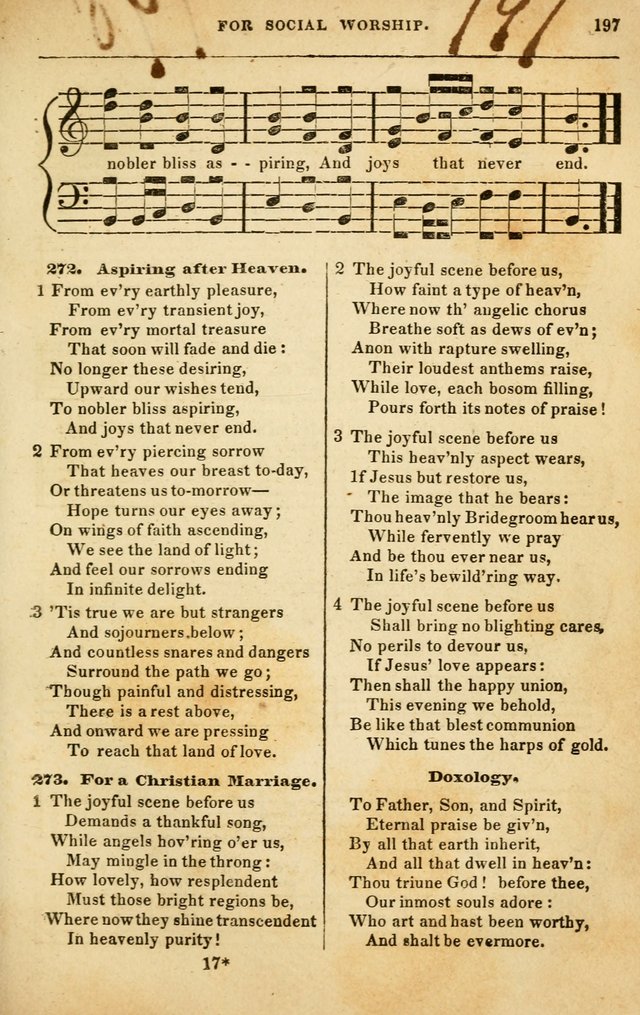 Spiritual Songs for Social Worship: adapted to the use of families and private circles in seasons of rivival, to missionary meetings, to the monthly concert, and to other occasions of special interest page 197