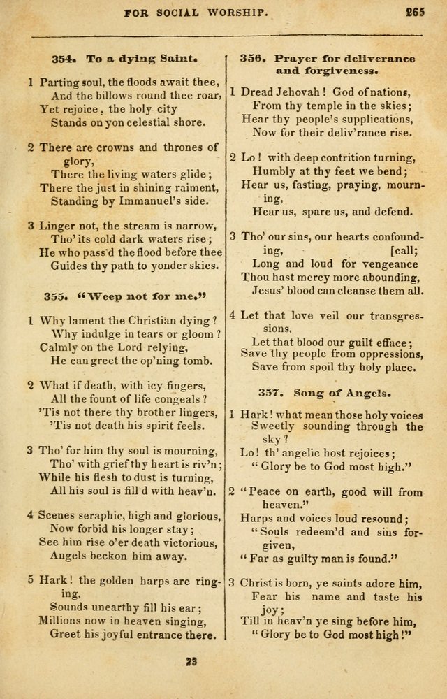 Spiritual Songs for Social Worship: adapted to the use of families and private circles in seasons of rivival, to missionary meetings, to the monthly concert, and to other occasions of special interest page 265
