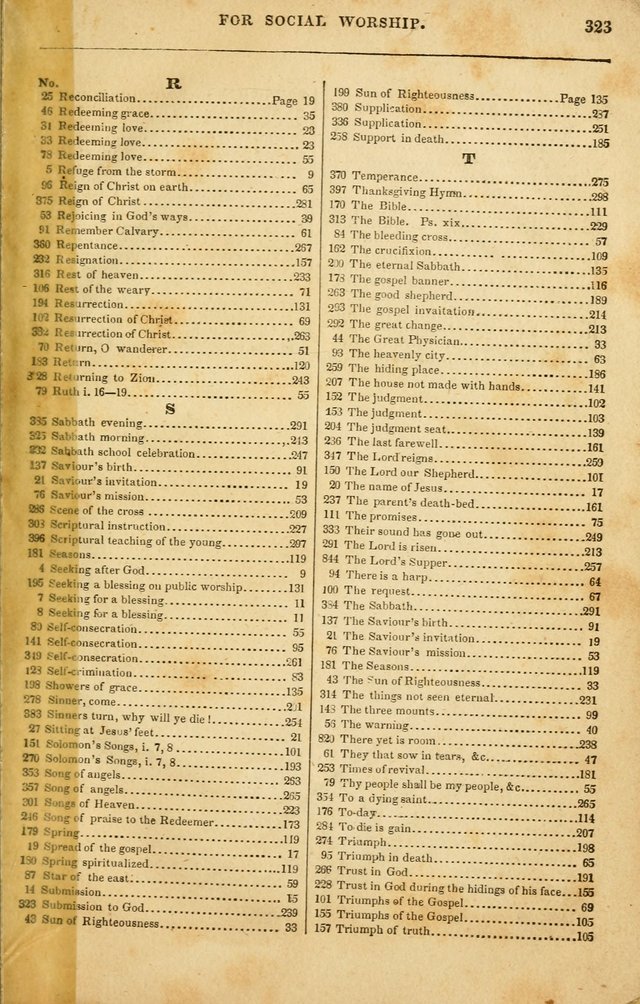Spiritual Songs for Social Worship: adapted to the use of families and private circles in seasons of rivival, to missionary meetings, to the monthly concert, and to other occasions of special interest page 323