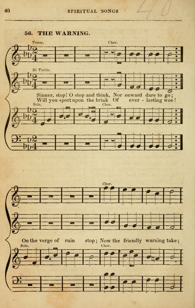 Spiritual Songs for Social Worship: adapted to the use of families and private circles in seasons of rivival, to missionary meetings, to the monthly concert, and to other occasions of special interest page 40