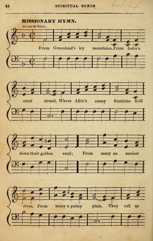 Spiritual Songs for Social Worship: adapted to the use of families and private circles in seasons of rivival, to missionary meetings, to the monthly concert, and to other occasions of special interest page 44