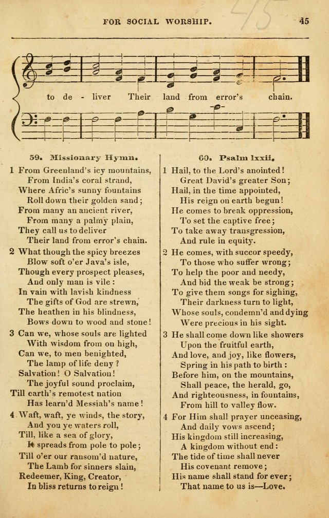 Spiritual Songs for Social Worship: adapted to the use of families and private circles in seasons of rivival, to missionary meetings, to the monthly concert, and to other occasions of special interest page 45