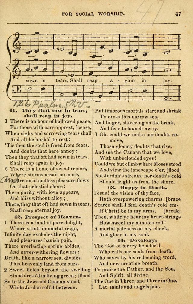 Spiritual Songs for Social Worship: adapted to the use of families and private circles in seasons of rivival, to missionary meetings, to the monthly concert, and to other occasions of special interest page 47