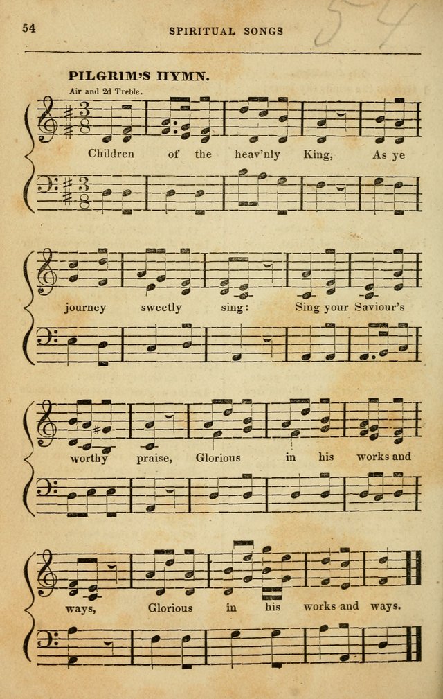 Spiritual Songs for Social Worship: adapted to the use of families and private circles in seasons of rivival, to missionary meetings, to the monthly concert, and to other occasions of special interest page 54
