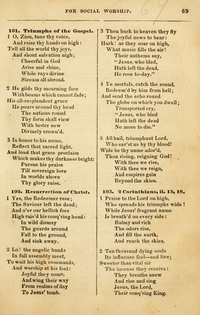 Spiritual Songs for Social Worship: adapted to the use of families and private circles in seasons of rivival, to missionary meetings, to the monthly concert, and to other occasions of special interest page 69