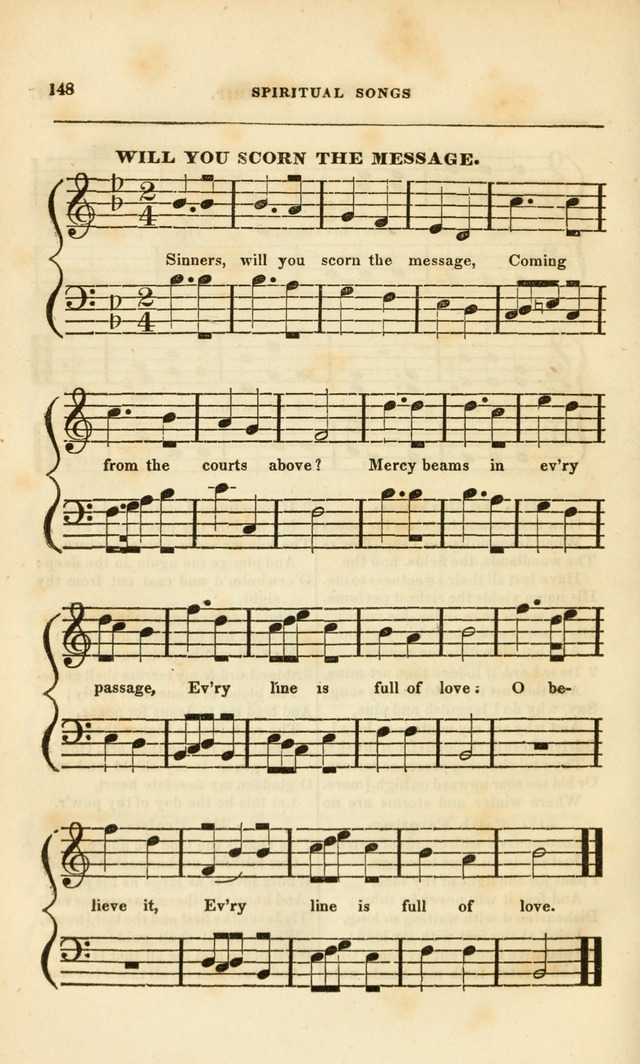 Spiritual Songs for Social Worship: adapted to the use of families and private circles, to missinary meetings, to monthly concert, and to other occasions of special interest.(Rev. and Enl. Ed.) page 148