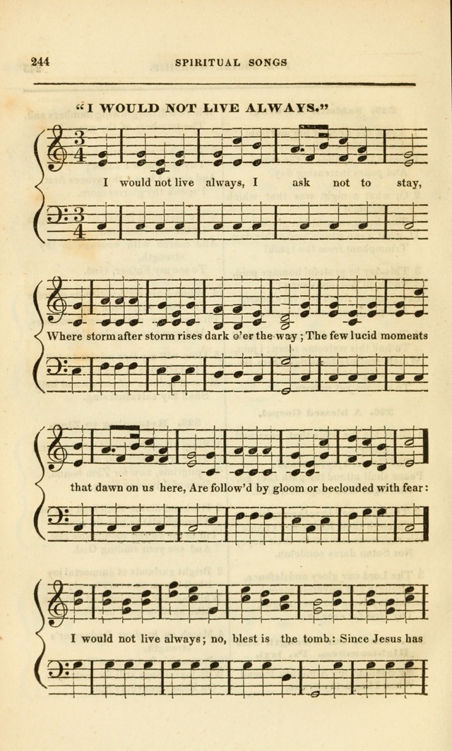 Spiritual Songs for Social Worship: adapted to the use of families and private circles, to missinary meetings, to monthly concert, and to other occasions of special interest.(Rev. and Enl. Ed.) page 244