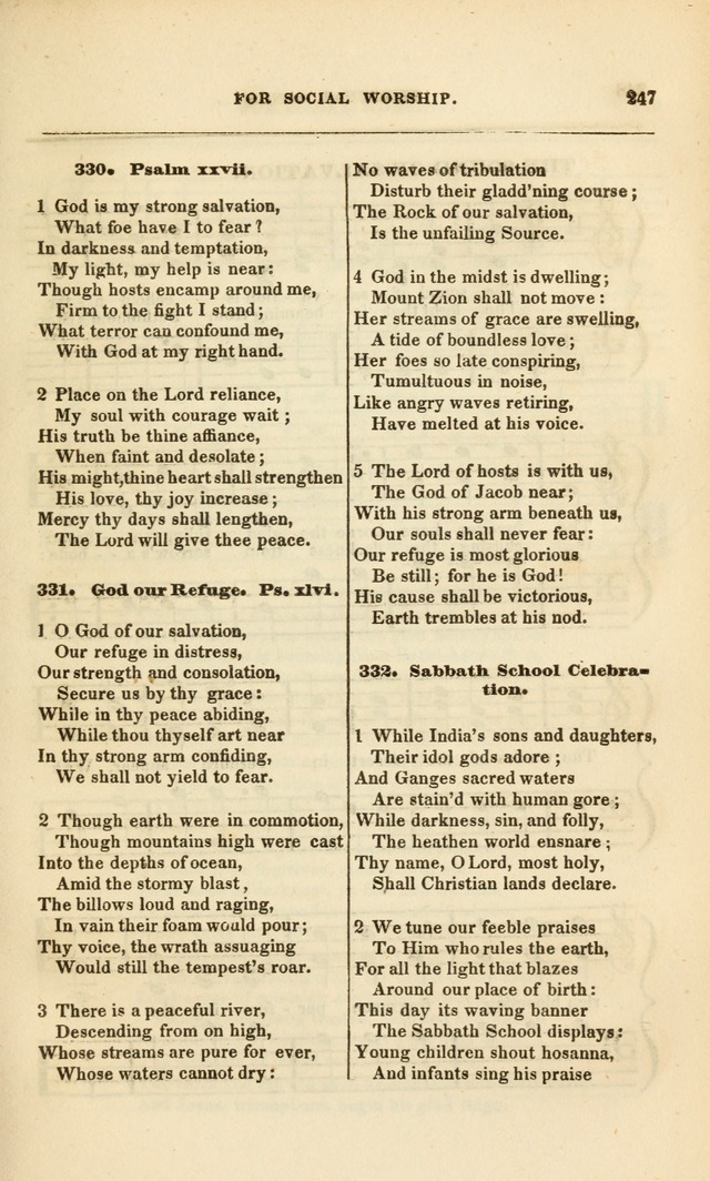 Spiritual Songs for Social Worship: adapted to the use of families and private circles, to missinary meetings, to monthly concert, and to other occasions of special interest.(Rev. and Enl. Ed.) page 247