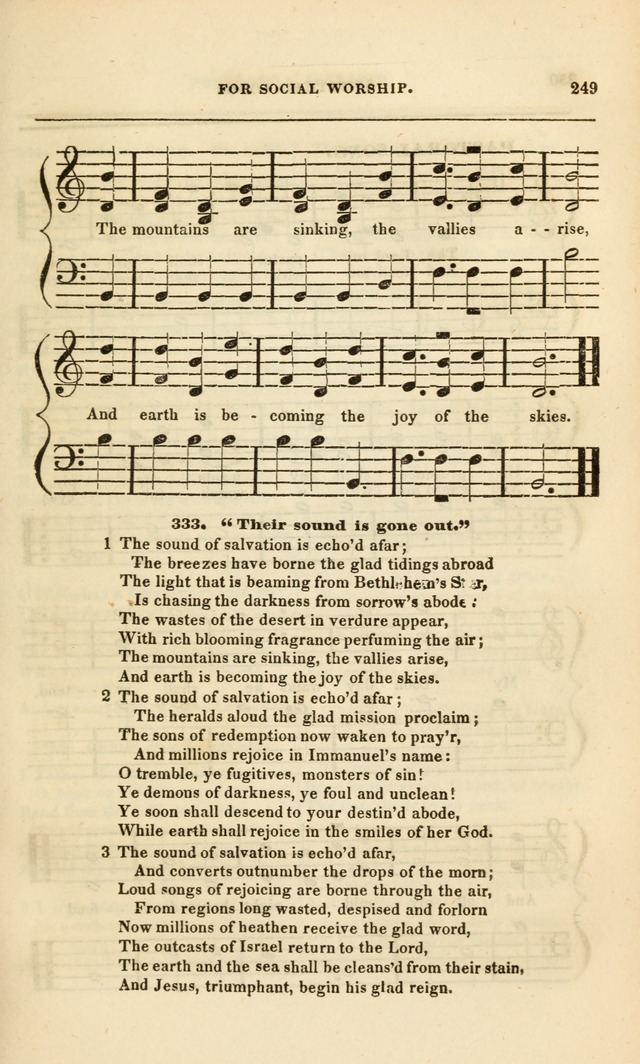 Spiritual Songs for Social Worship: adapted to the use of families and private circles, to missinary meetings, to monthly concert, and to other occasions of special interest.(Rev. and Enl. Ed.) page 249