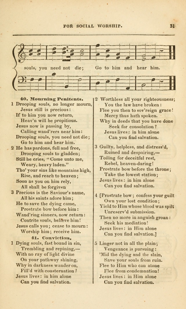 Spiritual Songs for Social Worship: adapted to the use of families and private circles, to missinary meetings, to monthly concert, and to other occasions of special interest.(Rev. and Enl. Ed.) page 31