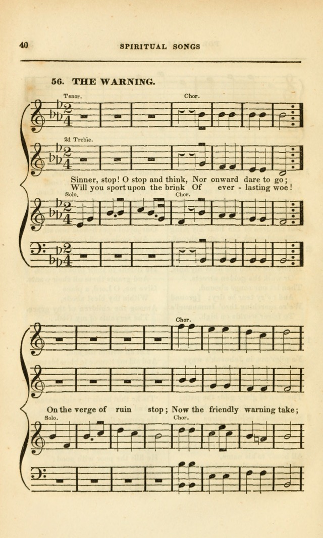 Spiritual Songs for Social Worship: adapted to the use of families and private circles, to missinary meetings, to monthly concert, and to other occasions of special interest.(Rev. and Enl. Ed.) page 40