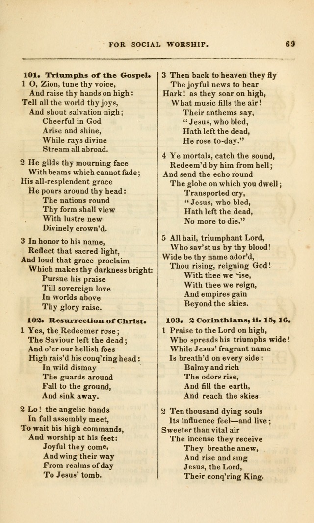 Spiritual Songs for Social Worship: adapted to the use of families and private circles, to missinary meetings, to monthly concert, and to other occasions of special interest.(Rev. and Enl. Ed.) page 69