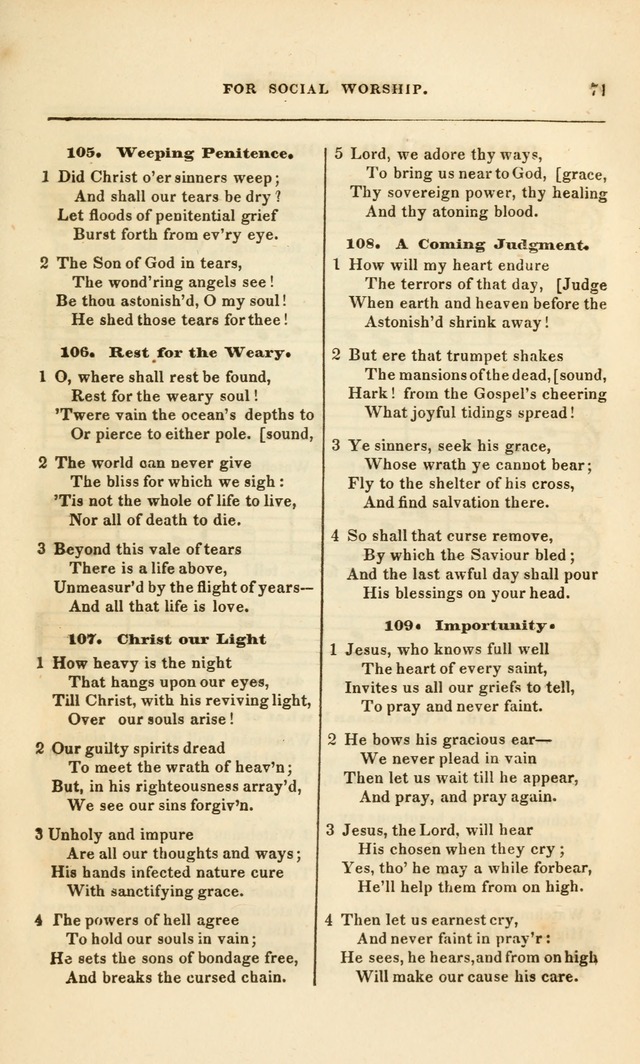 Spiritual Songs for Social Worship: adapted to the use of families and private circles, to missinary meetings, to monthly concert, and to other occasions of special interest.(Rev. and Enl. Ed.) page 71