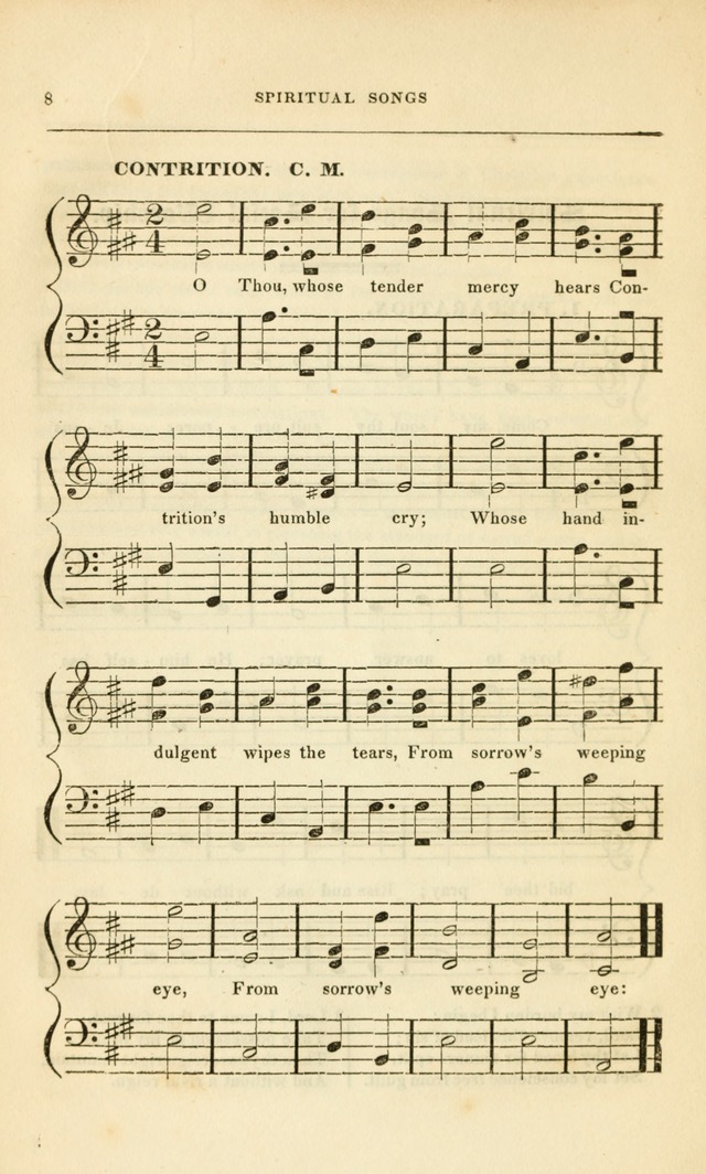 Spiritual Songs for Social Worship: adapted to the use of families and private circles, to missinary meetings, to monthly concert, and to other occasions of special interest.(Rev. and Enl. Ed.) page 8