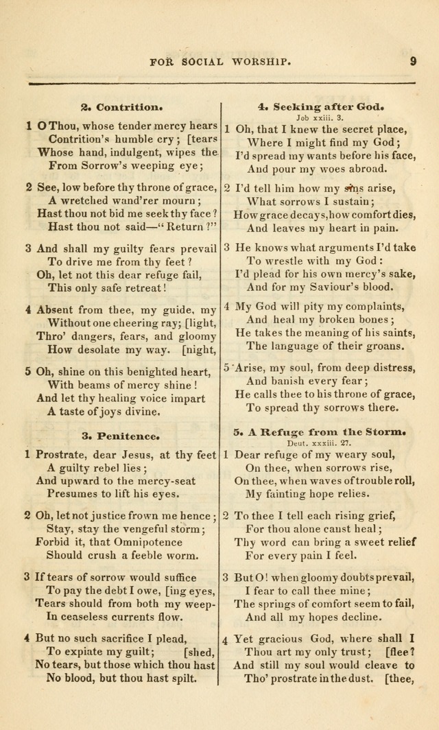 Spiritual Songs for Social Worship: adapted to the use of families and private circles, to missinary meetings, to monthly concert, and to other occasions of special interest.(Rev. and Enl. Ed.) page 9
