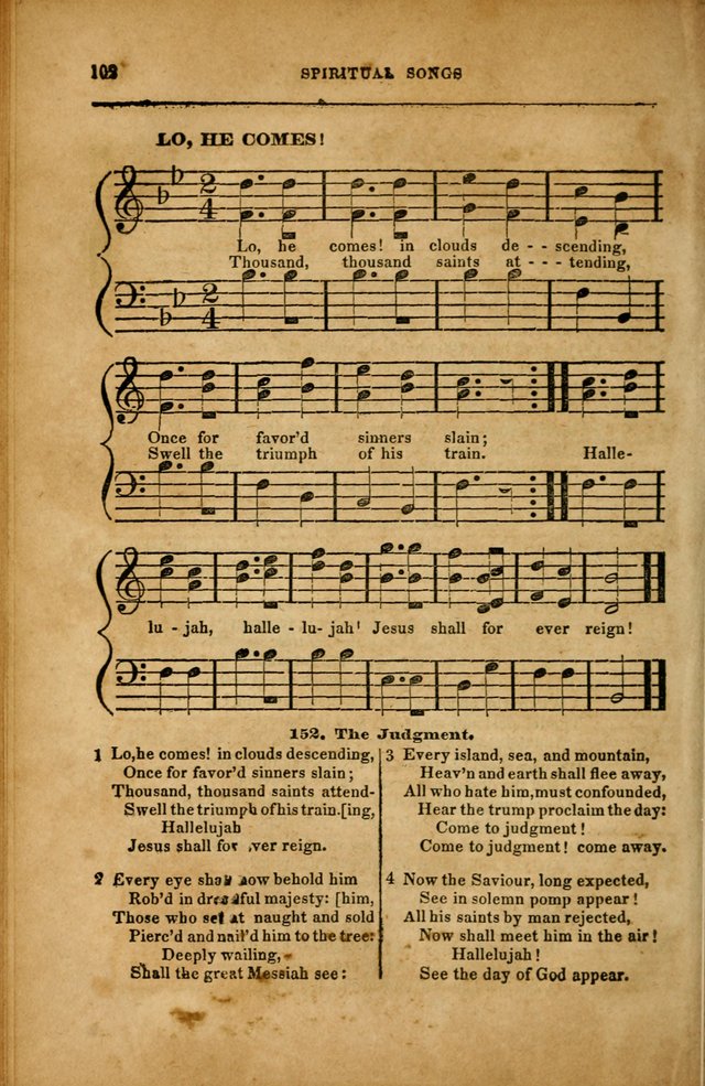 Spiritual Songs for Social Worship: adapted to the use of families and private circles in seasons of revival, to missionary meetings, to the monthly concert, and to other occasions... (3rd ed.) page 102