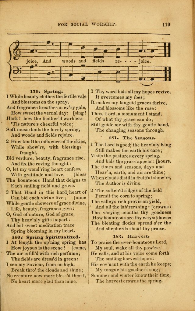 Spiritual Songs for Social Worship: adapted to the use of families and private circles in seasons of revival, to missionary meetings, to the monthly concert, and to other occasions... (3rd ed.) page 119