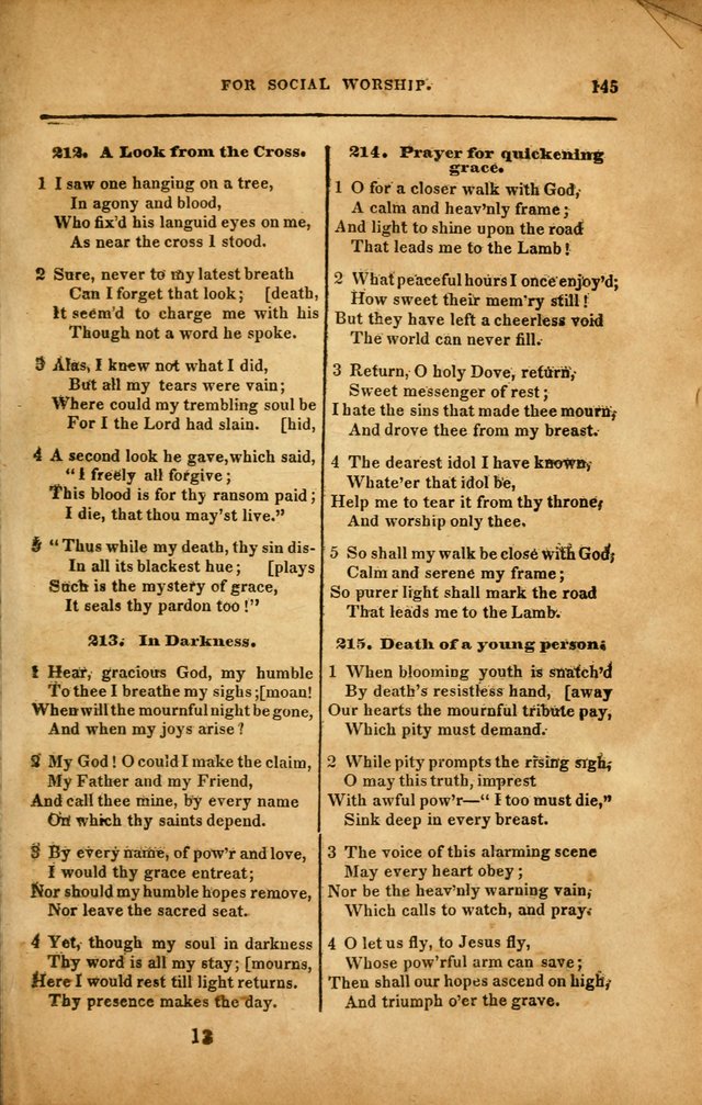 Spiritual Songs for Social Worship: adapted to the use of families and private circles in seasons of revival, to missionary meetings, to the monthly concert, and to other occasions... (3rd ed.) page 145