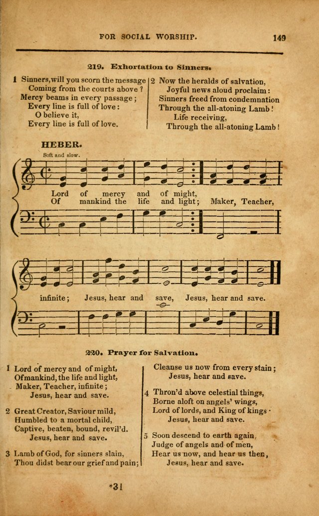 Spiritual Songs for Social Worship: adapted to the use of families and private circles in seasons of revival, to missionary meetings, to the monthly concert, and to other occasions... (3rd ed.) page 149