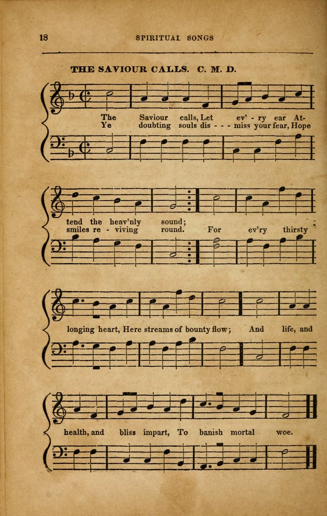 Spiritual Songs for Social Worship: adapted to the use of families and private circles in seasons of revival, to missionary meetings, to the monthly concert, and to other occasions... (3rd ed.) page 18
