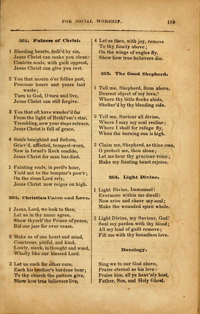 Spiritual Songs for Social Worship: adapted to the use of families and private circles in seasons of revival, to missionary meetings, to the monthly concert, and to other occasions... (3rd ed.) page 189