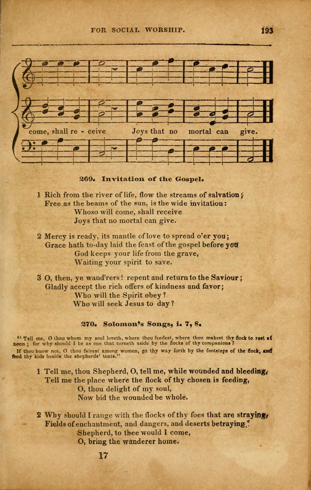 Spiritual Songs for Social Worship: adapted to the use of families and private circles in seasons of revival, to missionary meetings, to the monthly concert, and to other occasions... (3rd ed.) page 193