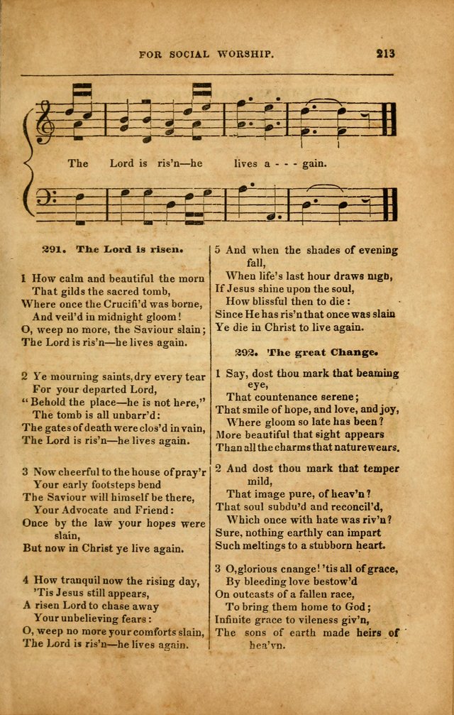 Spiritual Songs for Social Worship: adapted to the use of families and private circles in seasons of revival, to missionary meetings, to the monthly concert, and to other occasions... (3rd ed.) page 213