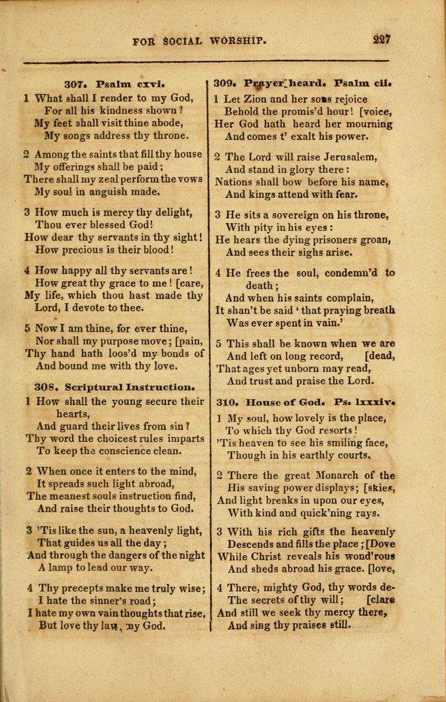 Spiritual Songs for Social Worship: adapted to the use of families and private circles in seasons of revival, to missionary meetings, to the monthly concert, and to other occasions... (3rd ed.) page 227