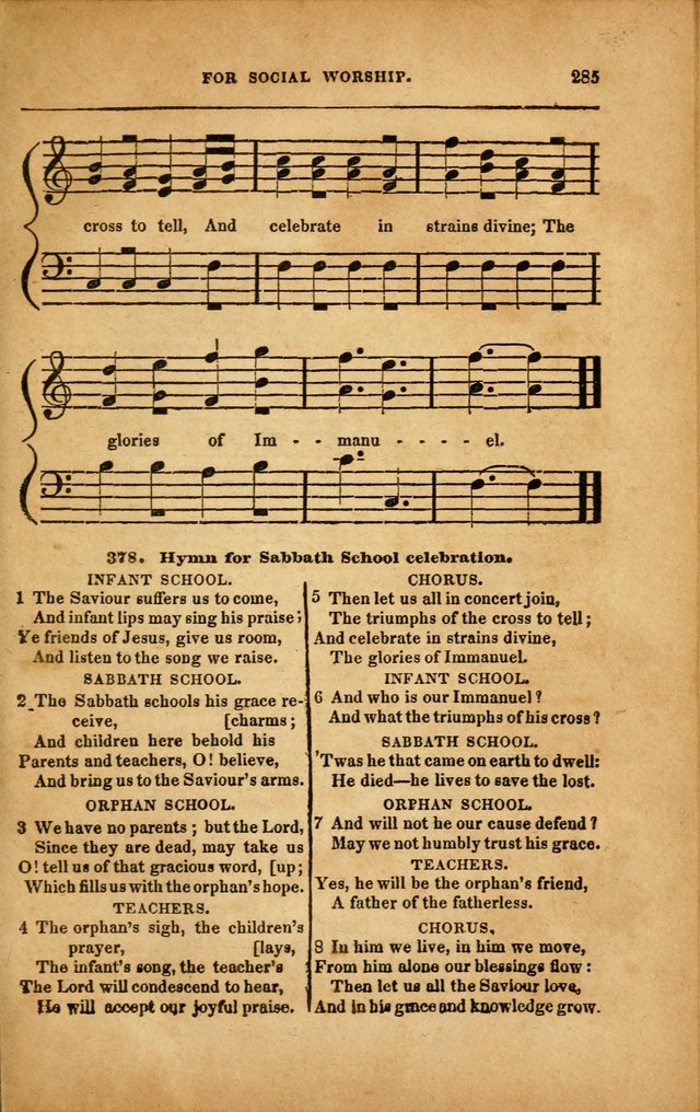 Spiritual Songs for Social Worship: adapted to the use of families and private circles in seasons of revival, to missionary meetings, to the monthly concert, and to other occasions... (3rd ed.) page 285
