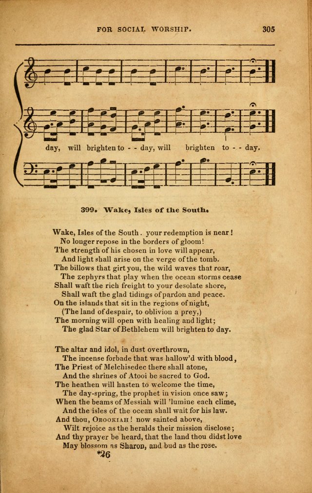 Spiritual Songs for Social Worship: adapted to the use of families and private circles in seasons of revival, to missionary meetings, to the monthly concert, and to other occasions... (3rd ed.) page 305