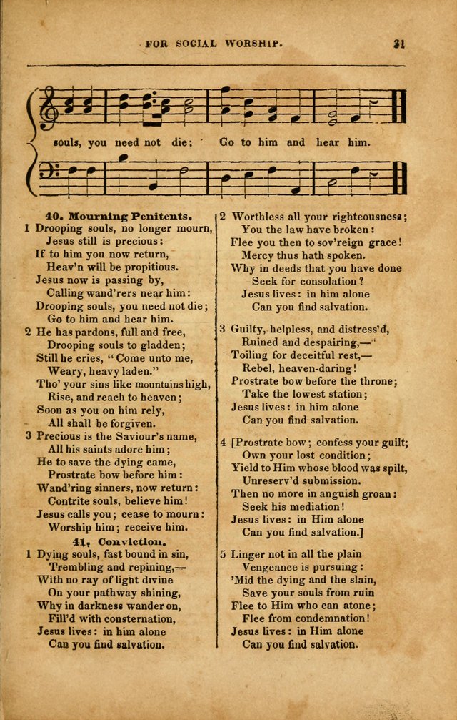 Spiritual Songs for Social Worship: adapted to the use of families and private circles in seasons of revival, to missionary meetings, to the monthly concert, and to other occasions... (3rd ed.) page 31