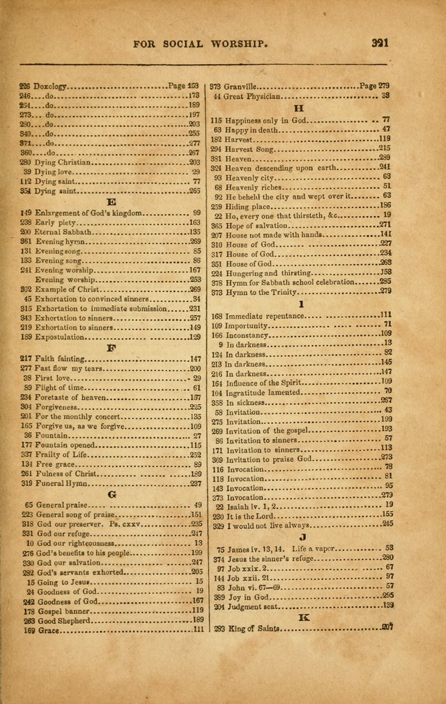 Spiritual Songs for Social Worship: adapted to the use of families and private circles in seasons of revival, to missionary meetings, to the monthly concert, and to other occasions... (3rd ed.) page 321