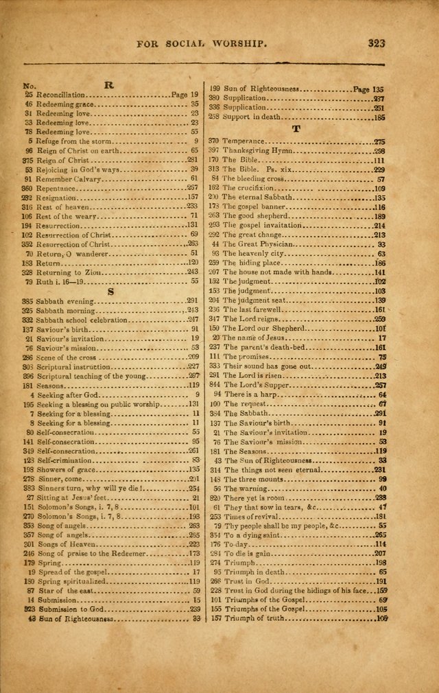 Spiritual Songs for Social Worship: adapted to the use of families and private circles in seasons of revival, to missionary meetings, to the monthly concert, and to other occasions... (3rd ed.) page 323