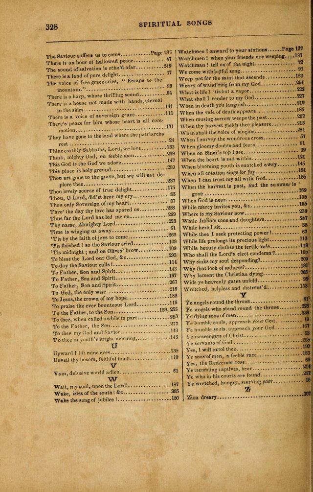 Spiritual Songs for Social Worship: adapted to the use of families and private circles in seasons of revival, to missionary meetings, to the monthly concert, and to other occasions... (3rd ed.) page 328