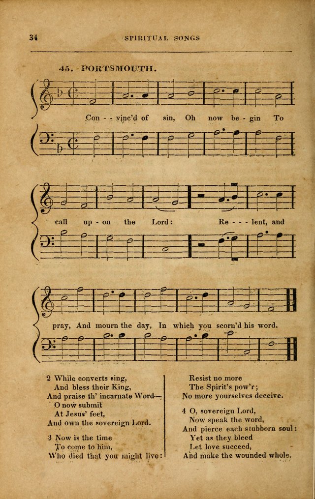 Spiritual Songs for Social Worship: adapted to the use of families and private circles in seasons of revival, to missionary meetings, to the monthly concert, and to other occasions... (3rd ed.) page 34