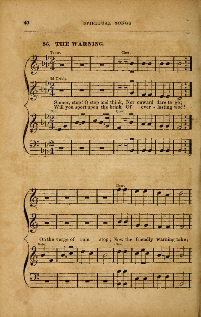 Spiritual Songs for Social Worship: adapted to the use of families and private circles in seasons of revival, to missionary meetings, to the monthly concert, and to other occasions... (3rd ed.) page 40