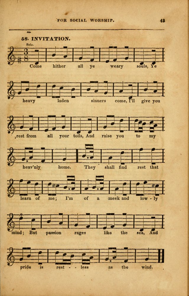 Spiritual Songs for Social Worship: adapted to the use of families and private circles in seasons of revival, to missionary meetings, to the monthly concert, and to other occasions... (3rd ed.) page 43