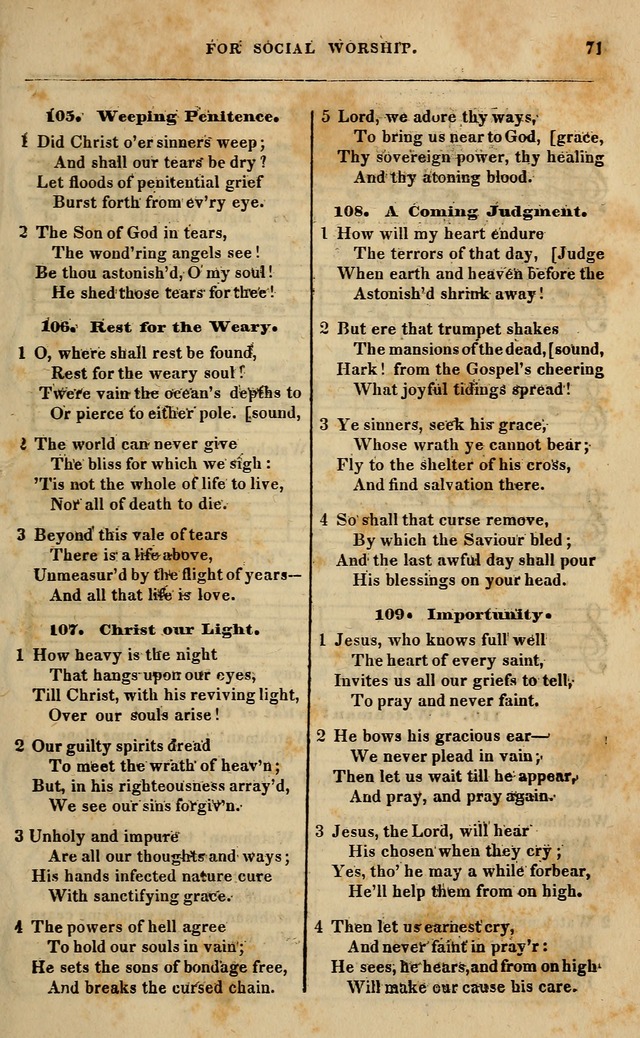 Spiritual songs, for social worship: adapted to the use of families and private circles in seasons of revival, to missionary meetings, to the monthly concert, and other occasions of special interest page 76