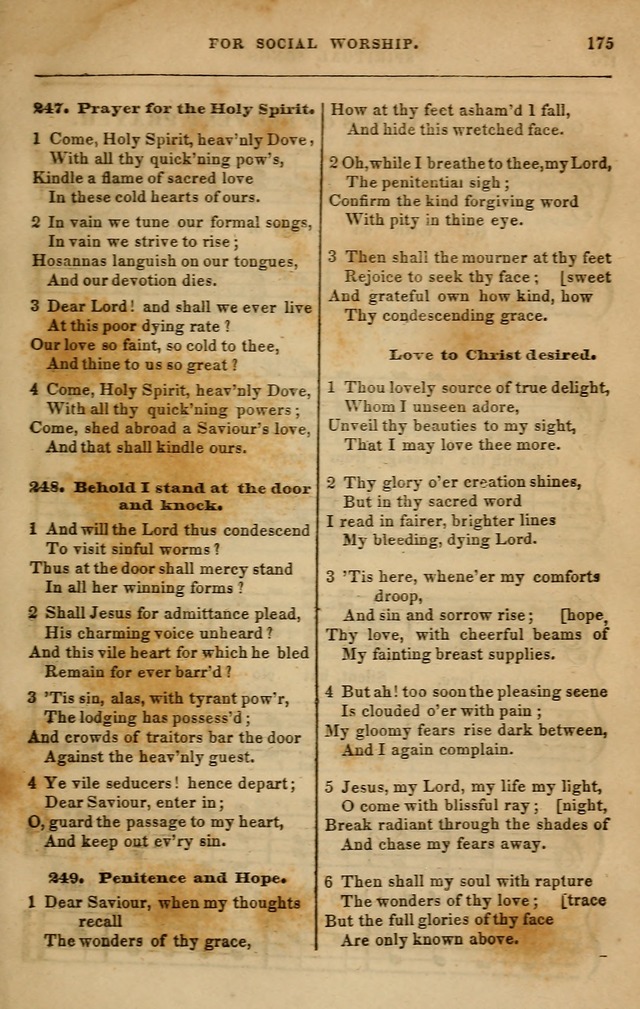 Spiritual songs, for social worship: adapted to the use of families and private circles in seasons of revival, to missionary meetings, to the monthly concert, and other occasions of special interest page 184