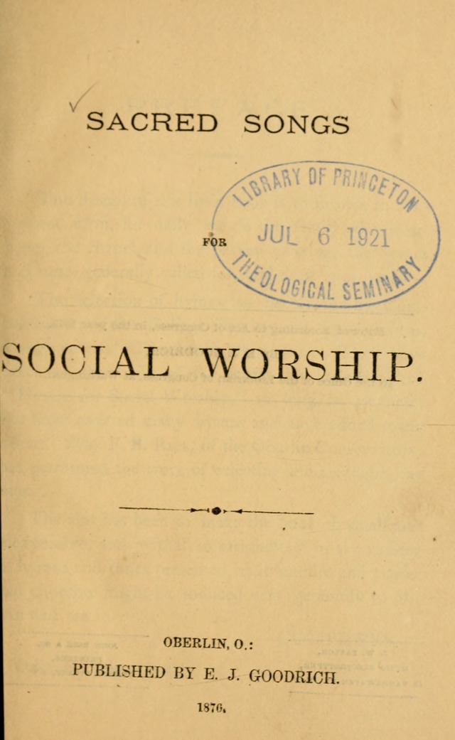 Sacred Songs for Social Worship page 1