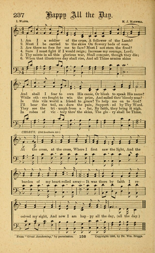 Songs of Salvation: as Used by Crossley and Hunter in Evangelistic Meetings: and adapted for the church, grove, school, choir and home page 158