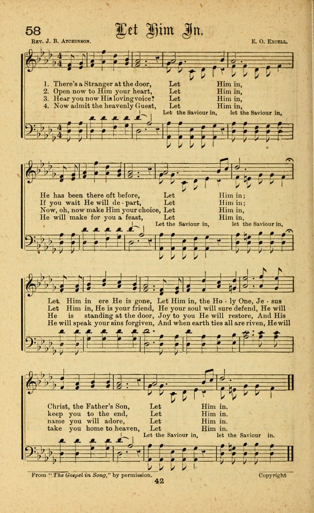 Songs of Salvation: as Used by Crossley and Hunter in Evangelistic Meetings: and adapted for the church, grove, school, choir and home page 42