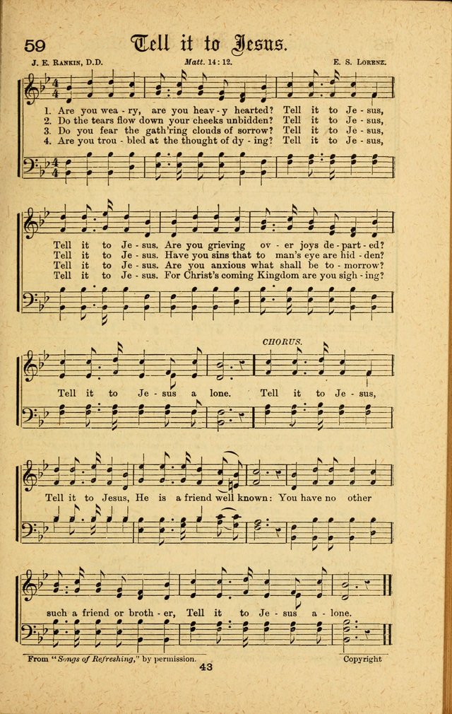 Songs of Salvation: as Used by Crossley and Hunter in Evangelistic Meetings: and adapted for the church, grove, school, choir and home page 43